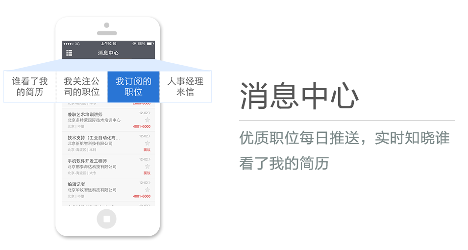 優質職位每日推送，實時知曉誰看了我的簡歷